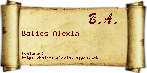 Balics Alexia névjegykártya